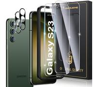 UniqueMe 4 Pièces Verre Trempé pour Samsung S23 Protection, 2 Pièces Protection Ecran 2 Pièces Verre Trempé Protection d'objectif, Compatible avec ID d'empreintes Digitales