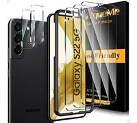 UniqueMe 5 Pièces Verre Trempé pour Samsung S22 Protection, 3 Pièces Protection Ecran 2 Pièces Verre Trempé Protection d'objectif,Compatible avec ID d'empreintes Digitales