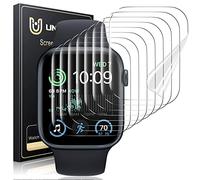 UniqueMe 8 Pièces Protection Ecran Compatible avec Apple Watch Series 6 44 mm, Adsorption Anhydre, Film Flexible, Pour Iwatch 6 Soft HD TPU Anti-Empreintes Digitales, Facile à Installer