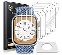 UniqueMe 8 Pièces Protection Ecran Compatible avec Apple Watch Series 9/8/7 41 mm, Adsorption Anhydre, Film Flexible, Soft HD TPU Anti-Rayures