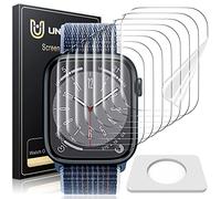 UniqueMe 8 Pièces Protection Ecran Compatible avec Apple Watch Series 9/8/7 45mm, Adsorption Anhydre, Film Flexible, Soft HD TPU Anti-Rayures