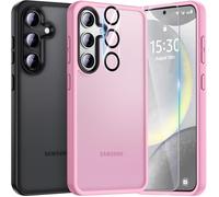 UniqueMe Compatible avec Samsung Galaxy S24 Coque,5-en-1 Kit Coque pour Samsung Galaxy S24 Case Protection Cover,1 Coque & 2 Verre Trempé & 2 Caméra Arrière Protecteur - Rose mat