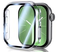 UniqueMe Lot de 2 Coques en Polycarbonate Rigide Transparent Compatible avec Apple Watch Series 10 (2024) de 46 mm avec Protecteur d'écran en Verre trempé - Sensible au Toucher, Coque de Protection