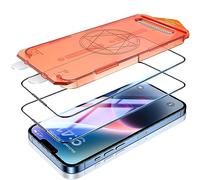 UniqueMe Lot de 2 protections d'écran pour iPhone 14/iPhone 13 Pro/iPhone 13, [Auto-Dust Removal] 6,1" en verre trempé anti-traces de doigts et anti-lumière bleue [couverture complète 9D]