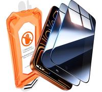 UniqueMe Lot de 2 protections d'écran pour iPhone 17 Pro [retrait automatique de la poussière] Protection d'écran en verre trempé 9H Couverture complète anti-espion sans bulles Compatible avec les