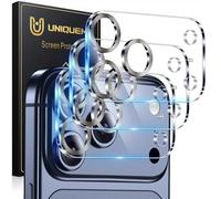 UniqueMe Lot de 3 protecteurs d'objectif d'appareil photo pour iPhone 17 Pro en verre trempé ultra HD [compatible avec coque] [résistant aux rayures] [mode prise de vue nocturne] - Cercle gris