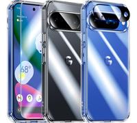 UniqueMe pour Google Pixel 10 Case - 5 en 1 Kit Coque pour Google Pixel 10 Case Protection Cover,1 Coque & 2 Verre Trempé & 2 Caméra Arrière Protecteur - Transparent