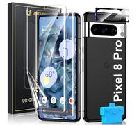 UniqueMe pour Google Pixel 8 Pro Protection écran - 2 Pièces EPU Film de Protection et 2 Pièces Verre Trempé Protection d'objectif, HD Transparent, Compatible avec ID d'empreintes Digitales