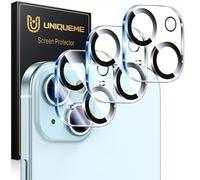 UniqueMe pour iPhone 15/iPhone 15 Plus Protection Camera Objectif - Ultra HD Caméra Protection, 9H Dureté, Ultra Résistant Film Verre Trempé, Facile à Installer - 3 Pièces