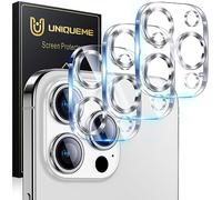 UniqueMe pour iPhone 15 Pro/15 Pro Max Protection Camera Objectif - Ultra HD Caméra Protection, 9H Dureté, Ultra Résistant Film Verre Trempé, Facile à Installer - 3 Pièces - Argenté