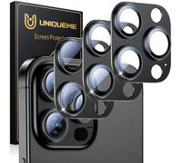 UniqueMe pour iPhone 15 Pro/15 Pro Max Protection Camera Objectif - Ultra HD Caméra Protection, 9H Dureté, Ultra Résistant Film Verre Trempé, Facile à Installer - 3 Pièces - Ferreux