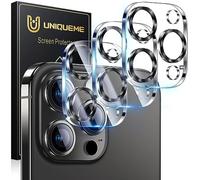 UniqueMe pour iPhone 15 Pro/15 Pro Max Protection Camera Objectif - Ultra HD Caméra Protection, 9H Dureté, Ultra Résistant Film Verre Trempé, Facile à Installer - 3 Pièces - Gris