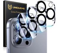 UniqueMe pour iPhone 16 Pro/iPhone 16 Pro Max Protection Camera Objectif - Ultra HD Caméra Protection, 9H Dureté, Ultra Résistant Film Verre Trempé, Facile à Installer-3 Pièces