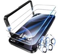 UniqueMe pour iPhone 16 Pro Verre Trempé - 2 Pièces Protection Ecran 2 Pièces Verre Trempé Protection d'objectif, Compatible avec ID d'empreintes Digitales