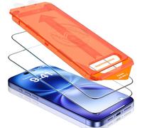 UniqueMe pour iPhone 16 Verre Trempé - Protection Ecran, Protection de Positionnement, HD Transparent, Compatible avec ID Face- 2 Pièces