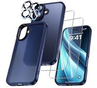 UniqueMe pour iPhone 17 Coque - 5 en 1 Kit Case Protection pour iPhone 17,1 Cover & 2 Verre Trempé & 2 Caméra Arrière Protecteur - Bleu
