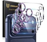 UniqueMe pour iPhone 17 Pro Caméra Arrière Protecteur - Ultra HD Caméra Protection, 9H Dureté, Ultra Résistant Film Verre Trempé, Facile à Installer - 3 Pièces - Violet Profond Brillant