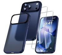 UniqueMe pour iPhone 17 Pro Coque - 3 en 1 Kit Case Protection pour iPhone 17 Pro,1 Cover & 2 Verre Trempé - Bleu