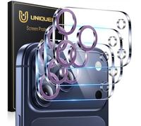 UniqueMe pour iPhone 17 Pro Max Caméra Arrière Protecteur - Ultra HD Caméra Protection, 9H Dureté, Ultra Résistant Film Verre Trempé, Facile à Installer - 3 Pièces - Violet Profond Brillant