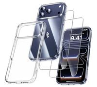 UniqueMe pour iPhone 17 Pro Max Coque - 3 en 1 Kit Case Protection pour iPhone 17 Pro Max,1 Cover & 2 Verre Trempé - Transparent