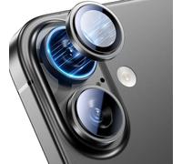 UniqueMe pour iPhone 17 Protection de Caméra - Protection d'Objectif pour Appareil Photo, Cadre Métallique à Anneau Unique, écran HD, Dureté 9H+, Résistant aux Rayures - 3 Pièces-Noir