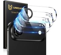 UniqueMe pour iPhone Air Caméra Arrière Protecteur - Ultra HD Caméra Protection, 9H Dureté, Ultra Résistant Film Verre Trempé, Facile à Installer - 3 Pièces - Noir Brillant