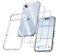 UniqueMe pour iPhone Air Coque - 3 en 1 Kit Case Protection pour iPhone Air,1 Cover & 2 Verre Trempé - Transparent