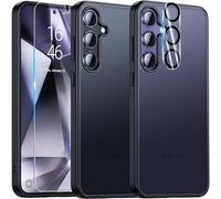 UniqueMe Pour Samsung Galaxy S24 Coque,5-en-1 Kit Coque Pour Samsung Galaxy S24 Case Protection Cover,1 Coque & 2 Verre Trempé & 2 Caméra Arrière Protecteur - Noir