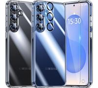 UniqueMe Pour Samsung Galaxy S25 Coque,5-en-1 Kit Coque pour Samsung Galaxy S25 Case Protection Cover,1 Coque & 2 Verre Trempé & 2 Caméra Arrière Protecteur - Transparent