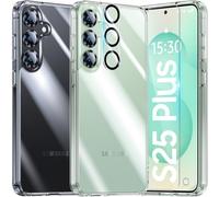 UniqueMe pour Samsung Galaxy S25 Plus Coque,5-en-1 Kit Coque pour Samsung Galaxy S25 Ultra Case Protection Cover,1 Coque & 2 Verre Trempé & 2 Caméra Arrière Protecteur - Transparent