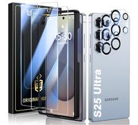 UniqueMe pour Samsung Galaxy S25 Ultra Verre Trempé - 2 Pièces Protection Ecran pour S25 Ultra avec 2 Pièces Protection Camera Objectif, Compatible avec ID d'empreintes Digitales