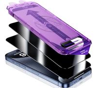 UniqueMe Premium Intimité Verre Trempé pour iPhone 15 Pro Protection écran Anti Espion, Dépoussiérage Automatique, 9H Couverture Complète Verre de Protection Privacy Film, 2 Pièces