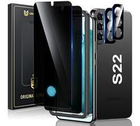 UniqueMe Protection d'écran de confidentialité pour Samsung Galaxy S22 6,1", compatible avec les empreintes digitales à ultrasons, lot de 2 + 2 protections en verre trempé 9H et protection d'objectif