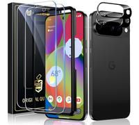 UniqueMe Protection d'écran pour Google Pixel 10 - Lot de 2 + 2 protections d'écran en verre trempé + protection d'objectif d'appareil photo - Prend en charge les empreintes digitales - Anti-rayures