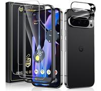 UniqueMe Protection d'écran pour Google Pixel 10 Pro - Lot de 2 + 2 protections d'écran en verre trempé + protection d'objectif d'appareil photo - Prend en charge les empreintes digitales