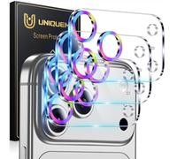 UniqueMe Protection d'objectif d'appareil photo pour iPhone 17 Pro Max - Lot de 3 protections d'objectif d'appareil photo en verre trempé ultra HD [compatible avec coque] [résistant aux rayures] [mode