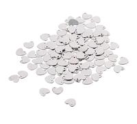 Uniquer Lot de 100 pendentifs plats en acier inoxydable argenté en forme de cœur pour colliers, loisirs créatifs, pendentifs, fabrication de bijoux