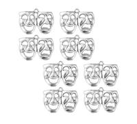 Uniquer Lot de 20 mini breloques rétro en alliage argenté vieilli avec masque de danse et tragédie Mardi pour la fabrication de bijoux