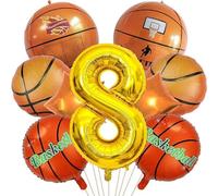 Uniquer Lot de 9 ballons de basket-ball en forme de chiffre 8 en aluminium Mylar sphère 4D de 55,9 cm