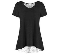 Uniquestyle Femme Sexy ¨¦t¨¦ Dentelle Manche Courte Haut Top Shirt Blouse Black M
