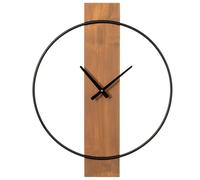 Uniquewise Clockswise Quickway Horloge Murale décorative Moderne avec Cadre en métal Noir sur Planche rectangulaire en Bois, pour Salle à Manger, Salon ou Cuisine, 50,8 cm de diamètre, Marron