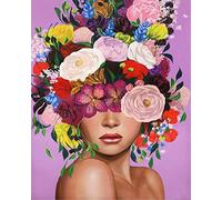 UNIQUORS Peinture par numéros - Fleurs colorées pour enfants et adultes, femme abstraite, huile moderne - 3 pinceaux, acrylique (sans cadre) 40 x 50 cm