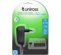 Uniross Alimentation Universelle - Tension réglable 3V-12V - 6 adaptateurs - Max. 1500mA 18W