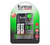Uniross Chargeur compact 4+2 AA - AAA - 9 V + 4 piles rechargeables AA 1,2 V 2000 mAh