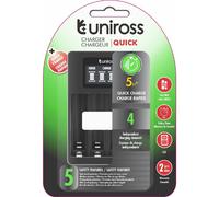 UNIROSS Chargeur LCD RAPIDE Pour 1 à 4 Piles Ni-MH 1.2V AA AAA [USB]