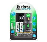 Uniross Chargeur LCD Ultra Rapide pour 1 à 4 Piles Ni-MH 1.2V AA AAA avec 4 Piles AA 2700 NiMH Inclus