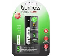 UNIROSS Chargeur Mini Hybrio AA/AAA + 2 piles rechargeables AA 1,2 V inclus