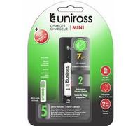 UNIROSS Chargeur Mini Pour 1 à 2 piles AA/AAA + 2 Piles AAA rechargeables inclus G