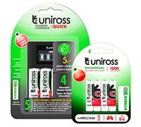 Uniross Chargeur rapide AA/AAA avec 4 batteries rechargeables Hybrio Stilo AA 1,2 V 2 000 mAh + 4 batteries rechargeables Hybrio Ministilo AAA 1,2 V 900 mAh
