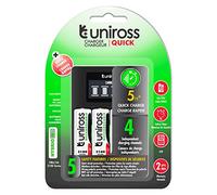 Uniross Chargeur rapide AA/HR6 - AAA/HR03 + 4 piles rechargeables AA 1,2 V 2000 mAh
